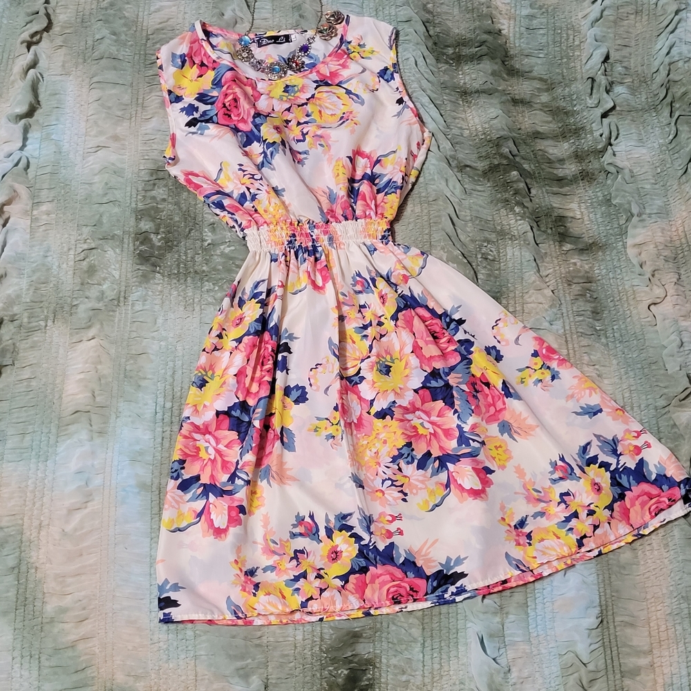 Floral Print Sleeveless Summer Dress